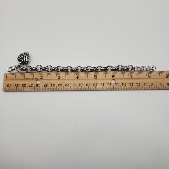 Brighton Bibi Heart Thick Ornate Chain Silver Plate Bracelet 7-8" - Picture 9 of 9